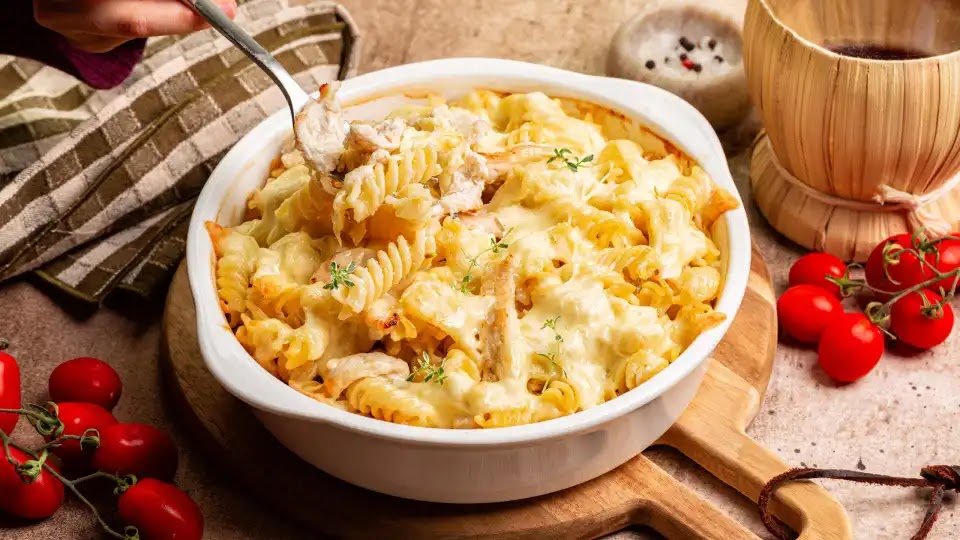 Chicken, Pasta and (Lots of) Cheese. Bake and it’s ready to serve