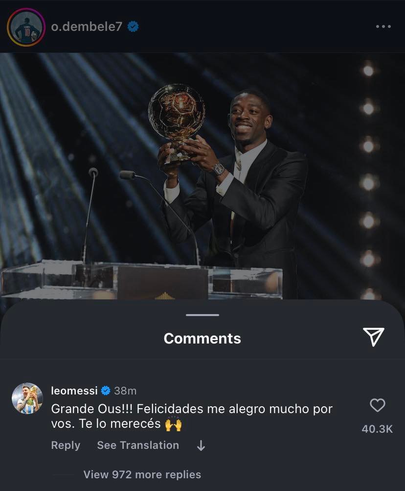 Messi’s Heartfelt Shoutout to Dembélé: “Grande Ous, You DESERVE It!”