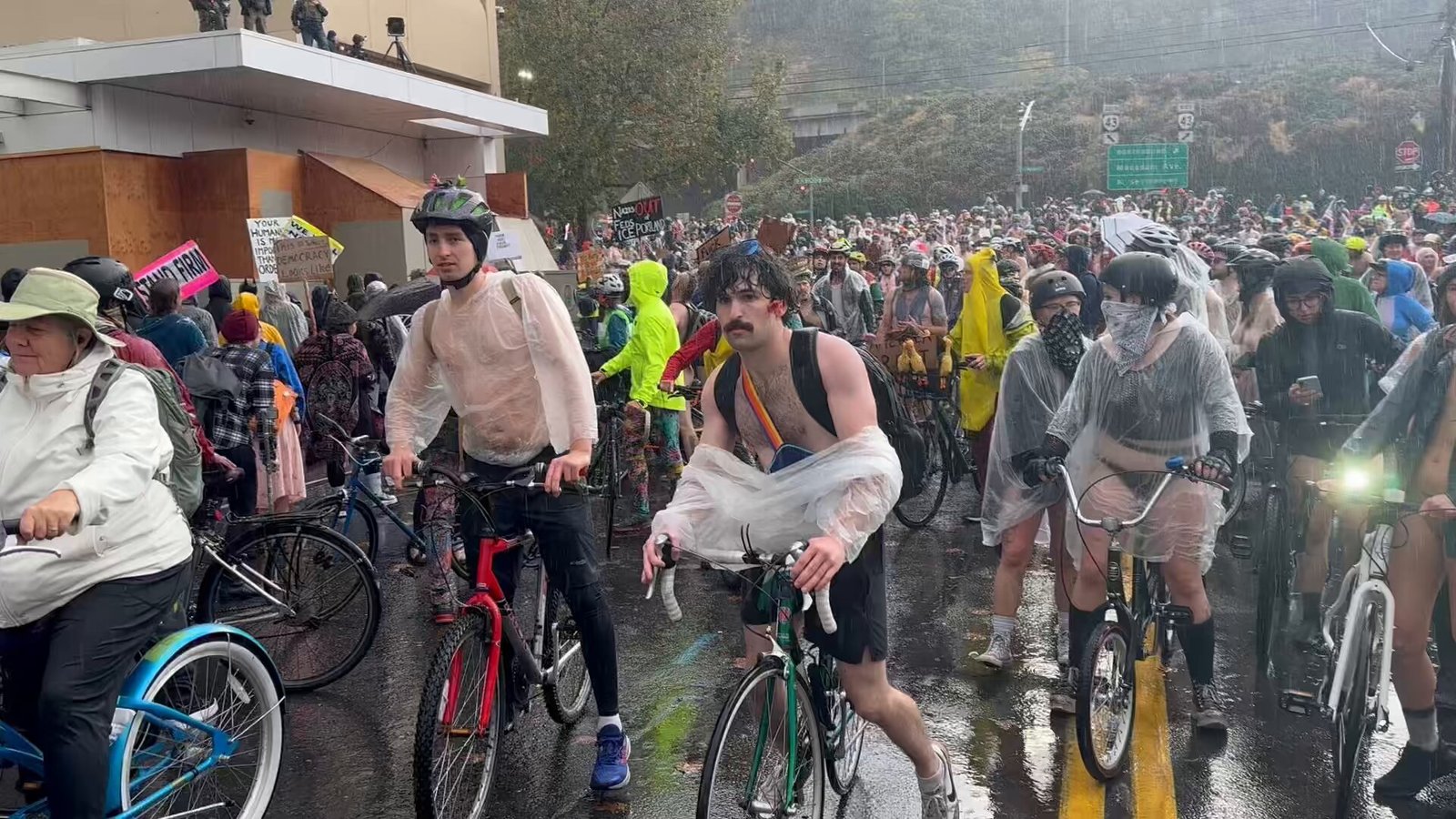 Naked Bikers Bare All at ICE Protest: Portland Cops Issue Tear Gas Ultimatum