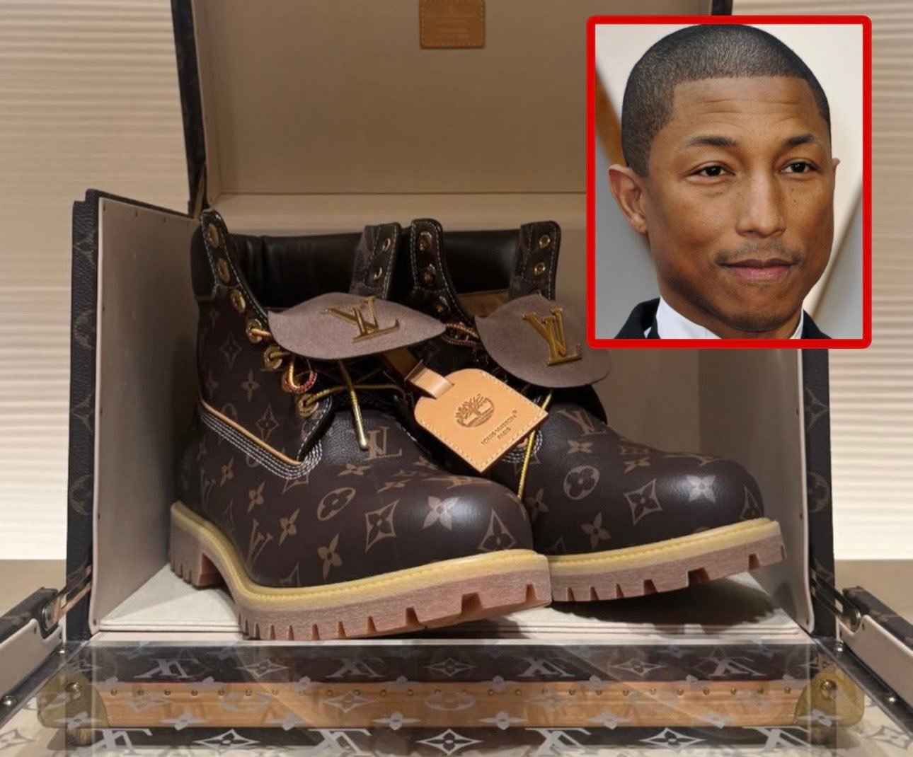 Pharrell’s $82K Gold LV x Timberland: 50 Epic Boots Dripping 18K LV Bling
