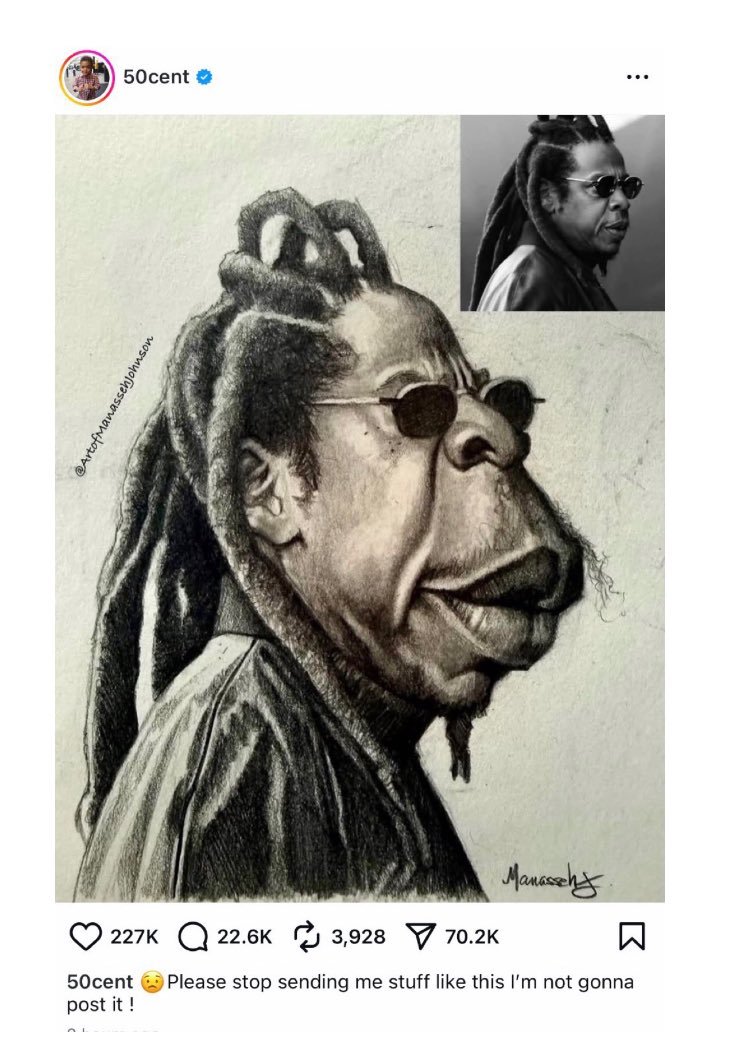 50 Cent Posts Hilarious Jay-Z Caricature on Instagram