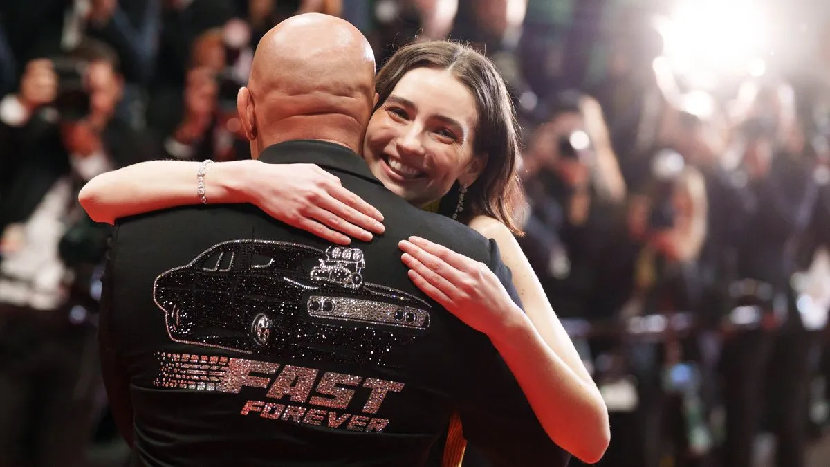 Vin Diesel Hugs Meadow Walker at Fast & Furious 25th Cannes