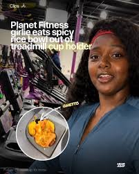 Woman Eats Spicy Bowl from Treadmill Cup Holder