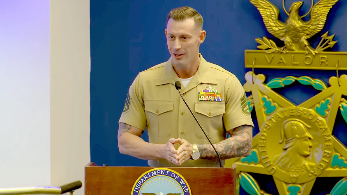 Combat-Wounded Marine Johnny Joey Jones Reenlists in Pentagon Ceremony