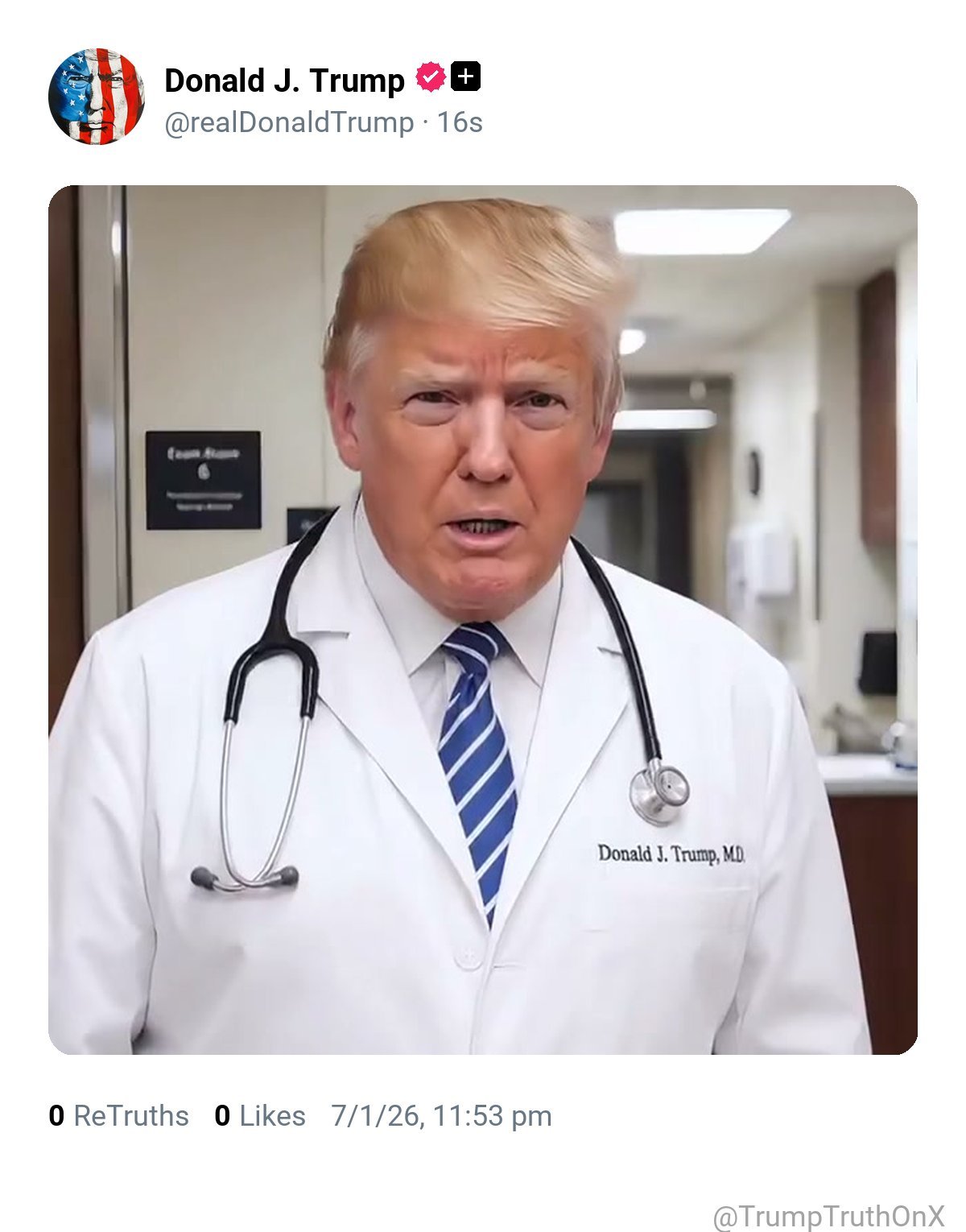 Donald J. Trump Shares AI-Generated Video on Truth Social Portraying Himself as Doctor Treating Trump Derangement Syndrome