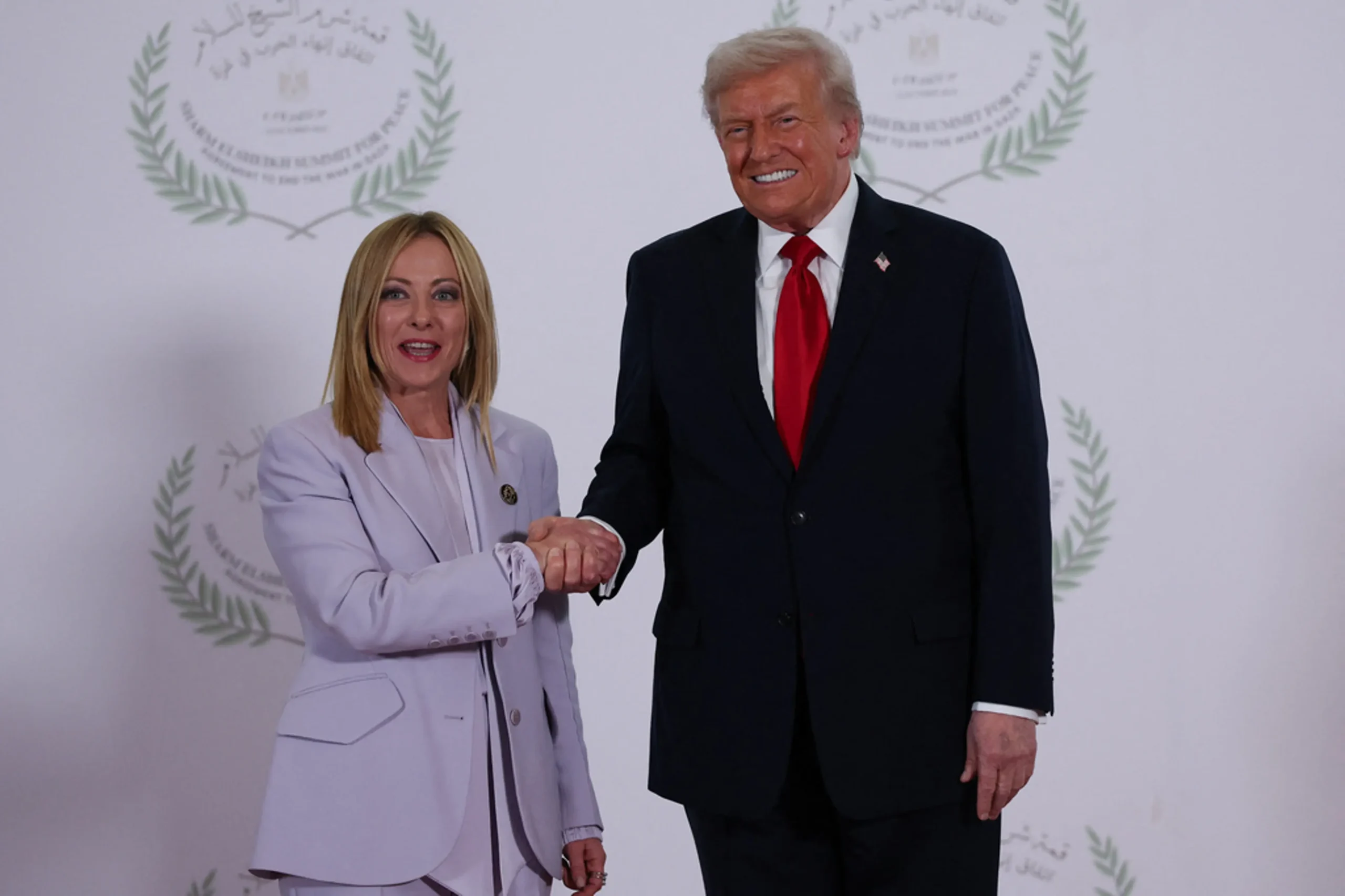 Italian Prime Minister Giorgia Meloni Greets US President Donald Trump at NATO Summit in Ankara